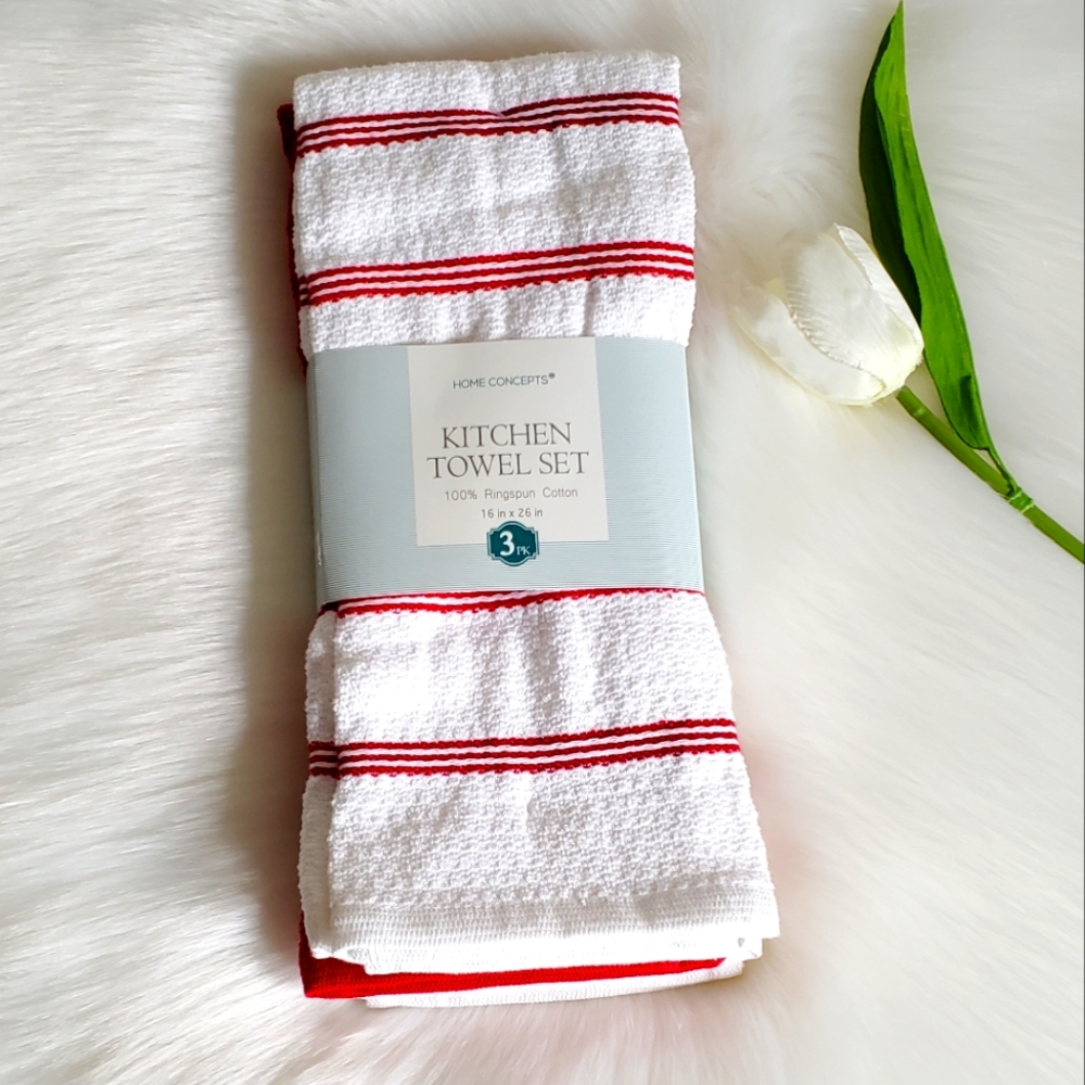 3 Pcs Kitchen Towel 100% Ringspun Cotton
